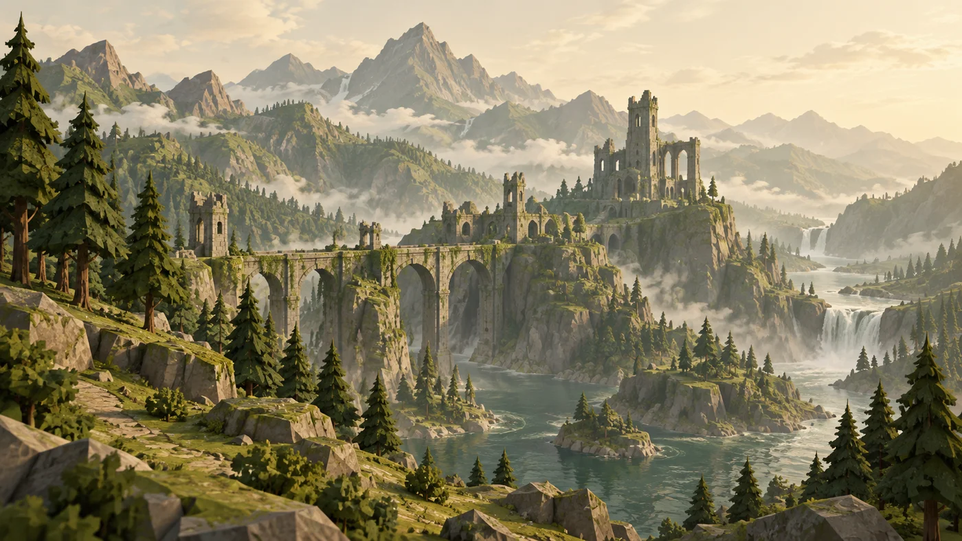 Original retro-inspired landscape
